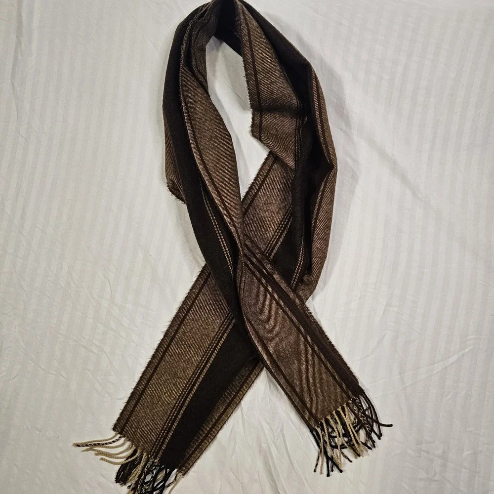 Cashmere Brown Fringe Scarf Scotland Fine Cashmere 100%